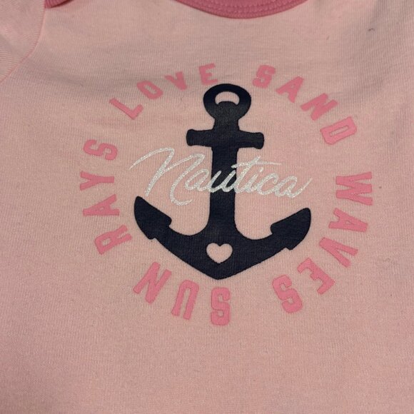Nautica Baby Bodysuits 4 Pack 6-9M Pink White Nautical Anchor Coastal Preppy - Picture 5 of 9